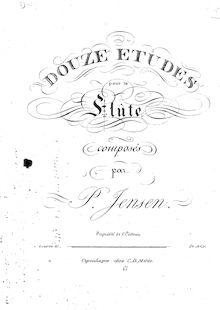 Partition complète, 12 Etudes pour flûte, Op.25, Jensen, Niels Peter