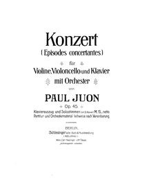 Partition 2-partition de piano, Episodes concertantes, Op.45, Juon, Paul