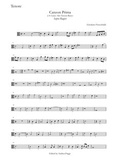 Partition ténor (alto clef), Canzon Prima à , Canto Alto ténor Basso