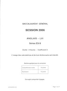 Sujet du bac ES 2006: Anglais LV1