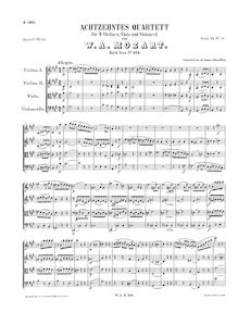 Partition complète, corde quatuor No.18, A major, Mozart, Wolfgang Amadeus par Wolfgang Amadeus Mozart