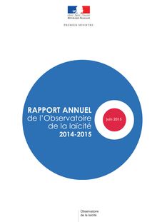 Rapport annuel de l Observatoire de la laïcité 2014-2015