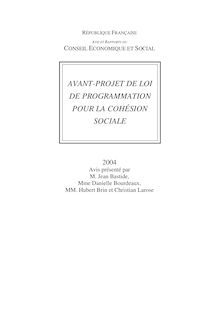 Avant-projet de loi de programmation pour la cohésion sociale