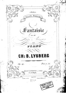 Partition complète, Fantaisie sur des airs suisses, Op.41, Bovy-Lysberg, Charles Samuel