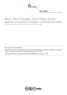 Diderot : Ruines et paysages, Héros et martyrs, Pensées détachées sur la peinture, la sculpture, l architecture et la poésie  ; n°1 ; vol.22, pg 150-150