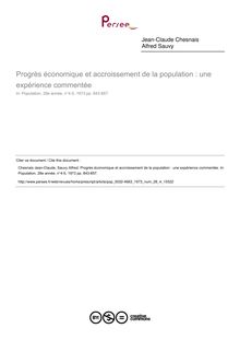 Progrès économique et accroissement de la population : une expérience commentée - article ; n°4 ; vol.28, pg 843-857