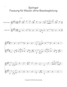 Partition Springar Version pour Piano two-handed ou Right main seulement, Tune en norvégien Style