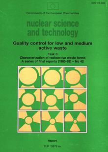 Quality control for low and medium active wasteTask 3