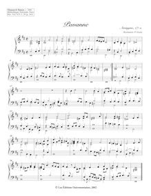 Partition Pavanne, 10 clavier pièces from Bauyn Manuscript, Keyboard: organ or harpsichord