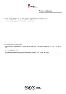 Une enquête sur la situation agricole de la Corse  - article ; n°264 ; vol.46, pg 625-628
