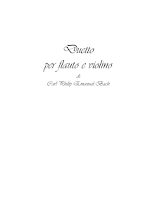 Partition complète, Duet pour flûte et violon, E minor, Bach, Carl Philipp Emanuel