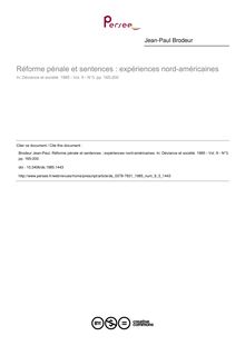 Réforme pénale et sentences : expériences nord-américaines - article ; n°3 ; vol.9, pg 165-200