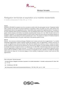 Relégation territoriale et aspiration à la mobilité résidentielle - article ; n°1 ; vol.5, pg 117-133