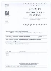 Composition Juridique 2006 Interne Officier de Corps Technique et Administratif des Affaires Maritimes