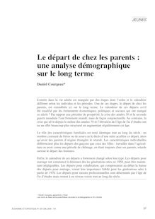 Le départ de chez les parents : une analyse démographique sur le long terme - article ; n°1 ; vol.337, pg 37-60