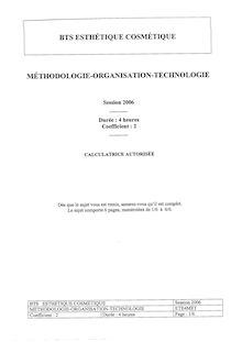 Méthodologie - Organisation - Technologie 2006 BTS Esthétique cosmétique