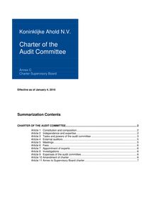 Charter of the Audit Committee - implementation  Frijns 2010
