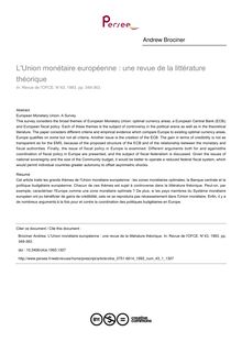 L Union monétaire européenne : une revue de la littérature théorique - article ; n°1 ; vol.43, pg 349-363