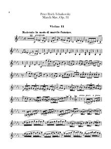 Partition violons II, Slavonic March, Славянский марш ; Marche Slave ; March Slav