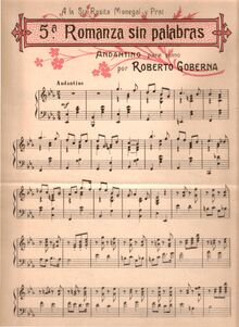 Partition complète, Romanza sin Palabras No.5, Goberna, Roberto
