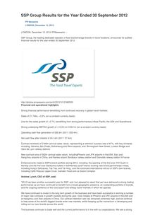 SSP Group Results for the Year Ended 30 September 2012