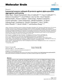 Lysosomal enzyme cathepsin D protects against alpha-synuclein aggregation and toxicity