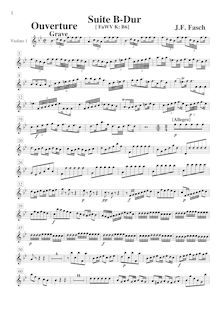 Partition violons I, Ouverture-, FaWV K:B6, B flat, Fasch, Johann Friedrich