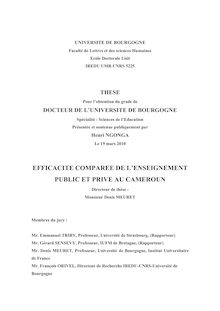 Efficacité comparée de l Enseignement public et privé au Cameroun, Compared efficiency of public and private education in Cameroon