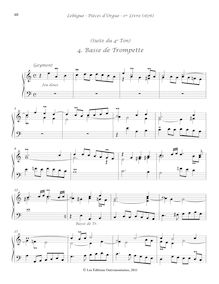 Partition , Basse de Trompette, Livre d orgue No.1, Premier Livre d Orgue par Nicolas Lebègue