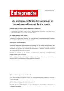 Une protection renforcée de vos marques et innovations en France et dans le monde !