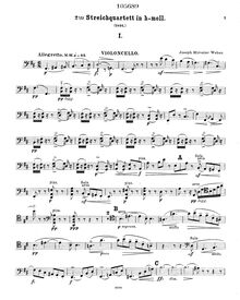 Partition violoncelle, corde quatuor No.2 en B minor, B minor, Weber, Joseph Miroslav