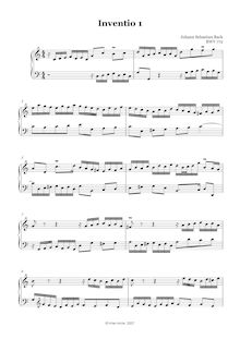 Partition No.1 en C major, BWV 772, 15 Inventions, Bach, Johann Sebastian