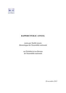 Le rapport 2013 du déontologue de l Assemblée nationale