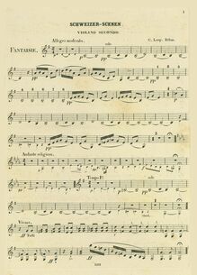 Partition violons II, Schweizer Scenen, Fantaisie, G major, Böhm, Carl Leopold par Carl Leopold Böhm