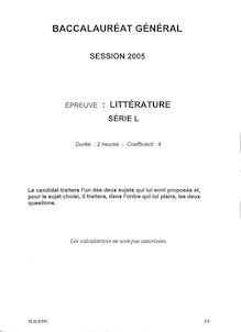Baccalaureat 2005 litterature litteraire pondichery