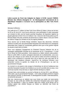 Lettre ouverte du Front des Indignés gabonais à Laurent Fabius