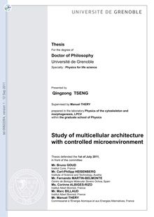 Etude d architecture multicellulaire avec le microenvironnement contrôlé, Study of multicellular architecture with controlled microenvironment