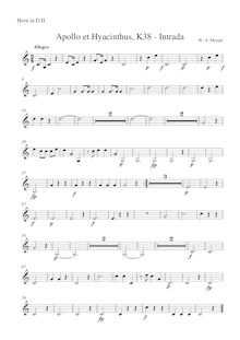 Partition cor 2 (D), Apollo et Hyacinthus, Mozart, Wolfgang Amadeus