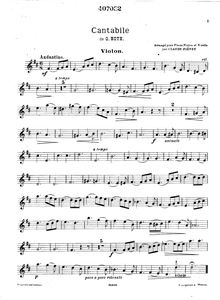 Partition de violon, Cantabile, D major, Hoth, Georg