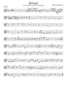 Partition ténor viole de gambe (alto clef), pour First Set of anglais Madrigales to 3, 4, 5 et 6 voix par Thomas Bateson