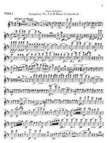 Partition flûte 1, 2, Symphony No.8, Unvollendete (Unfinished), B minor