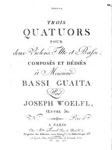 Partition violon 2, 3 corde quatuors, Woelfl, Joseph par Joseph Woelfl