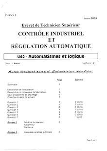 Automatismes et logique 2003 BTS Contrôle industriel et régulation automatique