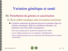 Perturbation du génome et cancérisation - SVT 1ere S
