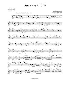Partition violons I, Symphony No.21, G major, Rondeau, Michel