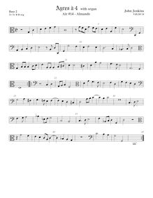 Partition viole de basse 2, original clefs, Airs pour 4 violes de gambe avec orgue