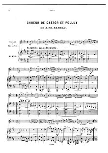 Partition de piano, Castor et Pollux, Rameau, Jean-Philippe