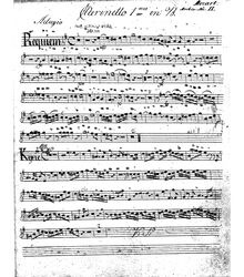 Partition clarinette 1 (B♭), Requiem, D minor, Mozart, Wolfgang Amadeus