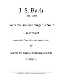 Partition ténor enregistrement  2, Brandenburg Concerto No.6, 6. Brandenburgisches Konzert par Johann Sebastian Bach