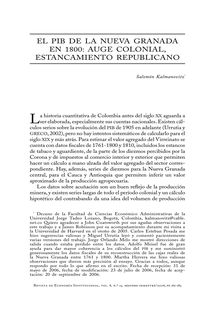 El PIB de la Nueva Granada en 1800: auge colonial, estancamiento republicano (Nueva Granada’s GDP in 1800: Colonial Boom, Republican Stagnation)